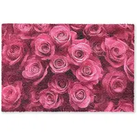 MuchoWow Deurmat 90x60 cm - Droogloopmat Rozen - Pink - Bloem - Mat voor binnen - Schoonloopmat - Deurmatten met print - Inloopmat