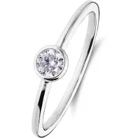 Lucardi Dames Zilveren ring met zirkonia - Ring - 925 Zilver - Zilverkleurig - 19 / 60 mm