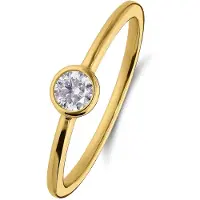 Lucardi Dames Zilveren goldplated ring met zirkonia - Ring - 925 Zilver - Goudkleurig - 17 / 53 mm