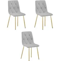 Leobert LIBRA Eetkamerstoelen – Set van 3 – Grijs Stof – Goudkleurige Metalen Poten – Comfortabele Gestoffeerde Zitting – Modern Design – Voor Woonkamer, Keuken en Eetkamer – Max. 110 kg per Stoel