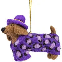 Sjaal met Verhaal Kerst Ornament Panter Teckel Paars 5 X 14 X 10 Cm