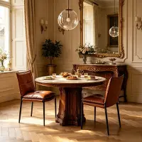 MODFU - Eetkamerstoel - Gestikt - Modern Design - Kunstleer - Bruin Zwart