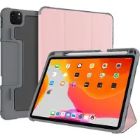 Mobigear Tablethoes geschikt voor Apple iPad Pro 11 Inch (2022) Hoes | Tri-Fold Tough Bookcase + Stylus Houder - Zwart / Roségoud