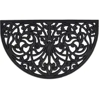 Relaxdays deurmat halfrond - voetmat - rubber - 75 x 45 cm - buitenmat - antislip - zwart