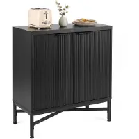 Costway Dressoir hout, commode met 2 deuren, 71 x 35 x 82 cm (zwart)