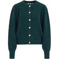 We fashion - Dames gebreid vest van wolmix met gouden knopen - Regular fit - Donkergroen - Maat: XS