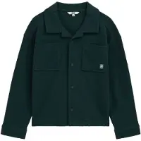 We fashion junior overhemd met corduroy details - donkergroen Jongens Katoen Reverskraag - maat 158/164