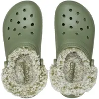 Crocs - Classic Fleece Lined Clog - Pantoffels M8 / W10, olijfgroen