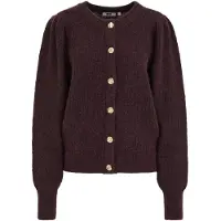 We fashion - Dames gebreid vest van wolmix met gouden knopen - Regular fit - Aubergine - Maat: S