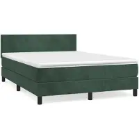 vidaXL Boxspring met matras fluweel donkergroen 140x190 cm
