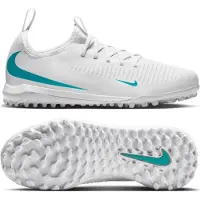 Nike Phantom 6 Low Academy Turf Voetbalschoenen (TF) Kids Wit Turquoise
