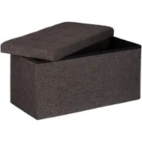 Relaxdays zitbank met opslagruimte - linnen - 38 x 76 x 38 cm - opbergdoos - robuuste bank bruin