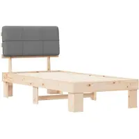 vidaXL Bedframe met Gevoerde Hoofdbord Naturel en lichtgrijs