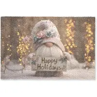 MuchoWow Deurmat 60x40 cm - Droogloopmat Kerst - Gnome - Bord - Kleurrijk - Mat voor binnen - Schoonloopmat - Deurmatten met print - Inloopmat