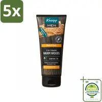 Kneipp 5 x - Douchegel - Men - Warm Woods - 2-in-1 - 200 ml - Grootverpakking - Vaatwasstrips - Douchegel Voor Mannen - Natuurlijke Verzorging - Houtige Geur - Huid Verzorging - Haar Verzorging