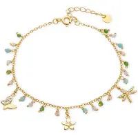 Luxenter armband in 925 sterling zilver en groen kristal afgewerkt in 18 karaat geel goud - Lok