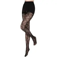 Sarlini Zwarte Dames panty met bloemendessin | 40 Denier Maat S/M