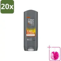Dove 20 x Men+Care 3-in-1 Douchegel - Sport - 250 ml - Bulkverpakking - Sportverzorging - Douchemop - Lichaamverzorging