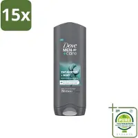 Dove 15 x Men+Care Douchegel - Eucalyptus & Mint - 250 ml - Grootverpakking - Vaatwasstrips - Douchegel Voor Mannen - Hydratatie Huid - Verzorging Gezicht - Verzorging Haar - Eucalyptus En Munt