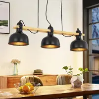 NETTLIFE Hanglamp E27 - 3-Lichts - Zwart - IJzeren - draaibaar Eetkamerlamp - Vintage - voor Eettafel | Slaapkamer | Keuken | Bar | Hal | Woonkamer - MAX.40W-excl. lichtbron