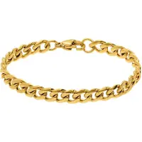 Lucardi - Kinder Stainless steel goldplated kinder schakelarmband - Armband - Staal - Goudkleurig - 19 cm