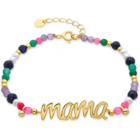 Luxenter armband in 925 sterling zilver en multicolor kristal, afgewerkt in 18 karaat geel goud - Mama