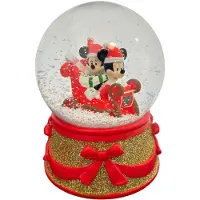 Disney Sneeuwbol glas/polyresin Mickey&Minnie slee 15,5 cm