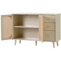 OKWISH Dressoirs - Kast Met 2 Deuren En Laden - Modern Eenvoudig Design - 60x40x120 cm - Spaanplaat - Beige