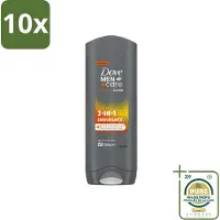 Dove 10 x Men+Care 3-in-1 Douchegel - Sport - 250 ml - Wasstrips - Douchegel Sport - Sport Verzorging - Mannelijke Verzorging - Lichaam En Gezicht Reinigen - Hydraat Huid