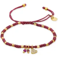 Luxenter armband in 925 sterling zilver en roze kristal, afgewerkt in 18 karaat geel goud - Hart
