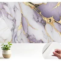 Wallfluent Zelfklevend Fotobehang - Wit Vliesbehang - 104x70 cm - Abstract Marmer Fotobehang - Hal behang Abstractie - Bubble Free Behang - Makkelijk Aan Te Brengen Behang