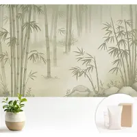 Wallfluent Fotobehang - Groente Vliesbehang - 104x70 cm - Vreedzaam Landschap Muurschildering - Gang behang Bloemen En Planten - Fotobehang Vlies - Slaapkamer behang