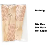 TakeAware 3x Bestekset wave hout 18-delig rose goud (54 stuks) - Feest festival thema party food diner