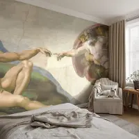 Coloray Vliesbehang - Beige Snellijm Behang - 250x250 cm - Spiritueel Contact Fotobehang Vlies - Hal behang Deel - Muurschildering - Woonkamer behang