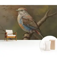 Wallfluent Fotobehang - Wit Vliesbehang - 416x254 cm - Vogelportret Fotobehang Vlies - Woonkamer behang Dieren - Muurschildering - Woonkamer behang