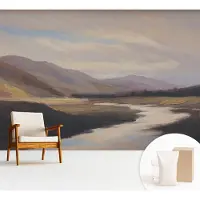 Wallfluent Fotobehang - Bruin Vliesbehang - 312x219 cm - Natuurlijke Rust Muurschildering - Gang behang Landschappen - Fotobehang Vlies - Slaapkamer behang