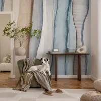 Coloray Vliesbehang - Blauw Snellijm Behang - 250x104 cm - Abstracte Strepen Muurschildering - Gang behang Abstractie - Fotobehang Vlies - Slaapkamer behang