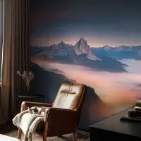 Coloray Vliesbehang - Blauw Snellijm Behang - 152x104 cm - De Opkomende Zon Muurschildering - Gang behang Landschappen - Fotobehang Vlies - Gang behang