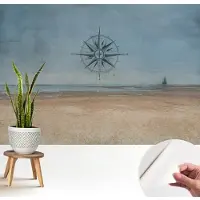 Wallfluent Zelfklevend Fotobehang - Blauw Vliesbehang - 208x146 cm - Maritieme Avonturen Fotobehang - Hal behang Landschappen - Bubble Free Behang - Makkelijk Aan Te Brengen Behang