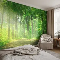 Coloray Vliesbehang - Groente Snellijm Behang - 250x250 cm - Bospad Fotobehang Vlies - Hal behang Landschappen - Muurschildering - Hal behang