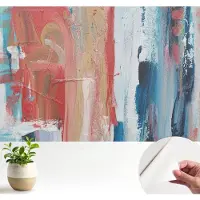 Wallfluent Zelfklevend Fotobehang - Blauw Vliesbehang - 104x70 cm - Kleurrijke Abstracties Fotobehang - Woonkamer behang Abstractie - Polyester Behang - Luchtbelvrij Behang
