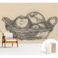 Wallfluent Fotobehang - Wit Vliesbehang - 312x219 cm - Fruitmand Fotobehang Vlies - Woonkamer behang Deel - Muurschildering - Hal behang