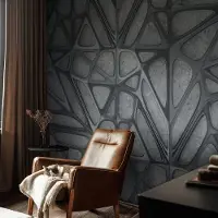 Coloray Vliesbehang - Grijs Snellijm Behang - 152x104 cm - Geometrische Patronen Fotobehang Vlies - Hal behang Texturen - Muurschildering - Hal behang