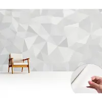 Wallfluent Zelfklevend Fotobehang - Wit Vliesbehang - 416x254 cm - Driehoekig Mozaïek Behang Zonder Lijm - Gang behang Geometrie - Makkelijk Aan Te Brengen Behang - Bubble Free Behang