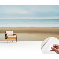 Wallfluent Zelfklevend Fotobehang - Blauw Vliesbehang - 416x254 cm - Kustlandschap Fotobehang - Woonkamer behang Landschappen - Polyester Behang - Luchtbelvrij Behang