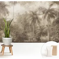 Wallfluent Fotobehang - Bruin Vliesbehang - 208x146 cm - Exotisch Landschap Fotobehang Vlies - Woonkamer behang Bloemen En Planten - Muurschildering - Woonkamer behang