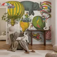 Coloray Vliesbehang - Geel Snellijm Behang - 250x104 cm - Ballonvaart Muurschildering - Slaapkamer behang Deel - Fotobehang Vlies - Slaapkamer behang