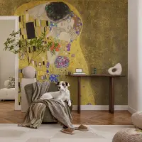 Coloray Vliesbehang - Geel Snellijm Behang - 312x219 cm - Art Nouveau-Paar Fotobehang Vlies - Hal behang Deel - Muurschildering - Woonkamer behang