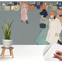 Wallfluent Zelfklevend Fotobehang - Grijs Vliesbehang - 208x146 cm - Coach-Kostuums Fotobehang - Hal behang Mensen - Behang Zonder Lijm - Scheurbestendig Behang