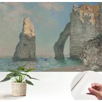 Wallfluent Zelfklevend Fotobehang - Blauw Vliesbehang - 152x104 cm - Rotsachtig Landschap Behang Zonder Lijm - Gang behang Landschappen - Scheurbestendig Behang - Polyester Behang
